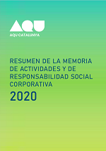 Portada del Resumen de la Memoria de actividades y responsabilidad social corporativa de AQU Catalunya 2020